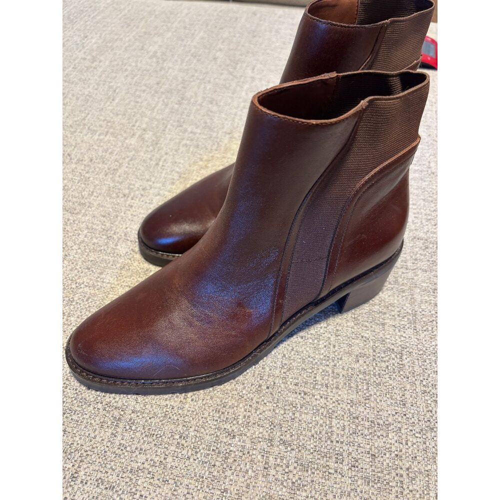 Crown Vintage Brown Leather Chelsea Ankle Boots Lug Sole Comfort Size 9M